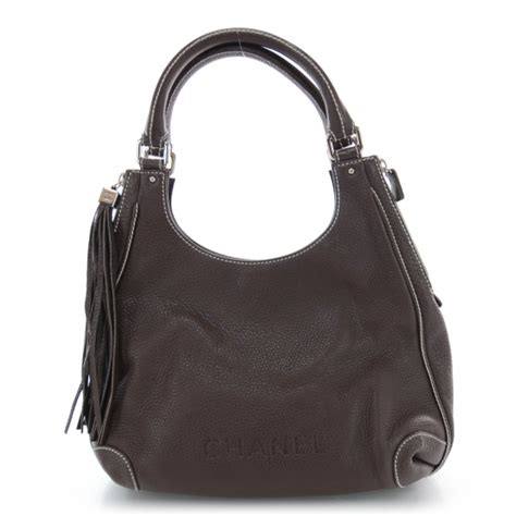 CHANEL Leather Tassel Hobo Brown 39305 